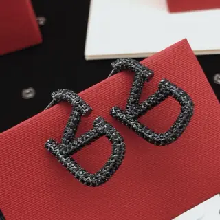 Valentino earrings black with diamonds medium