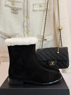 Chanel Double C Colorblock Snow Boots