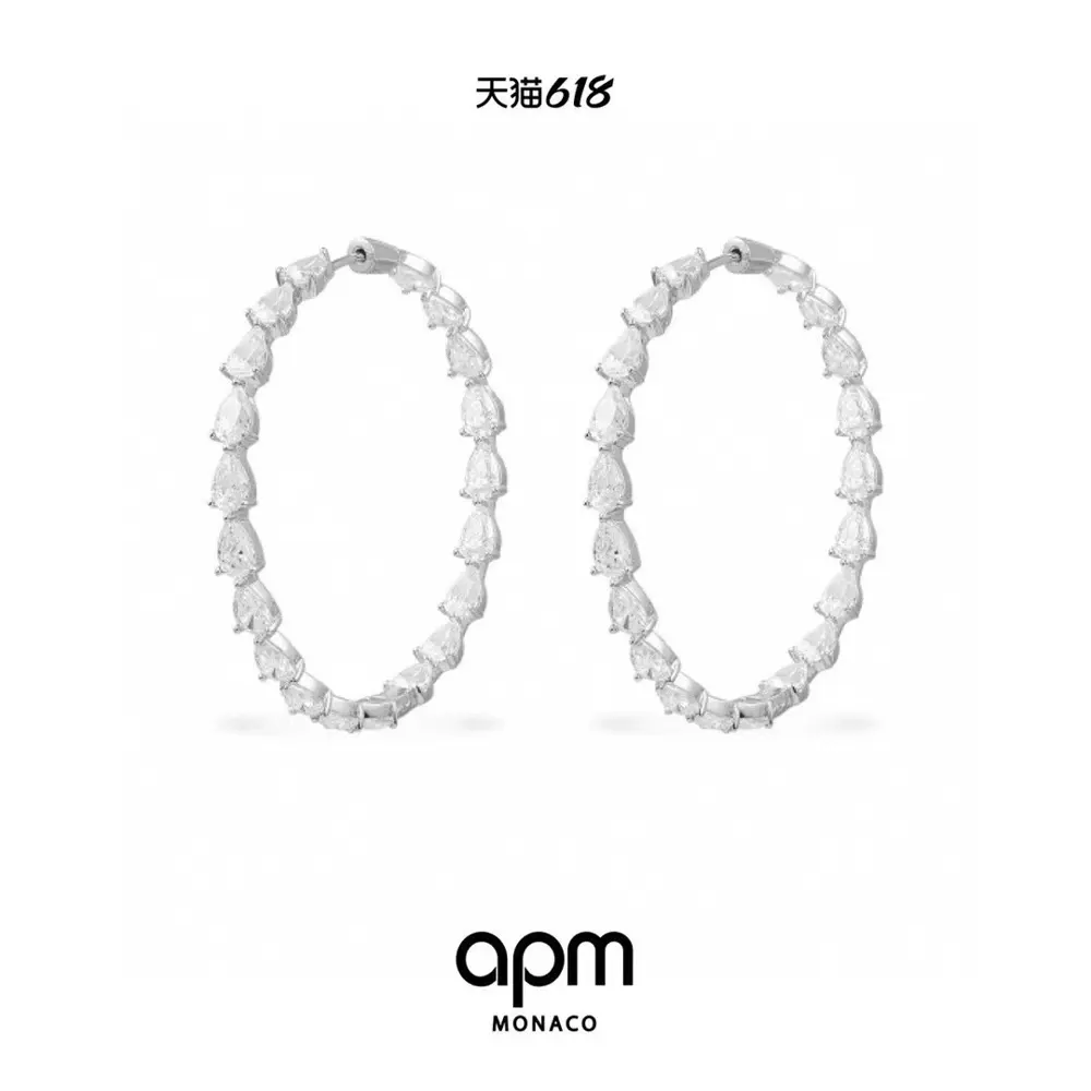 APM Monaco new drop hoop silver earrings