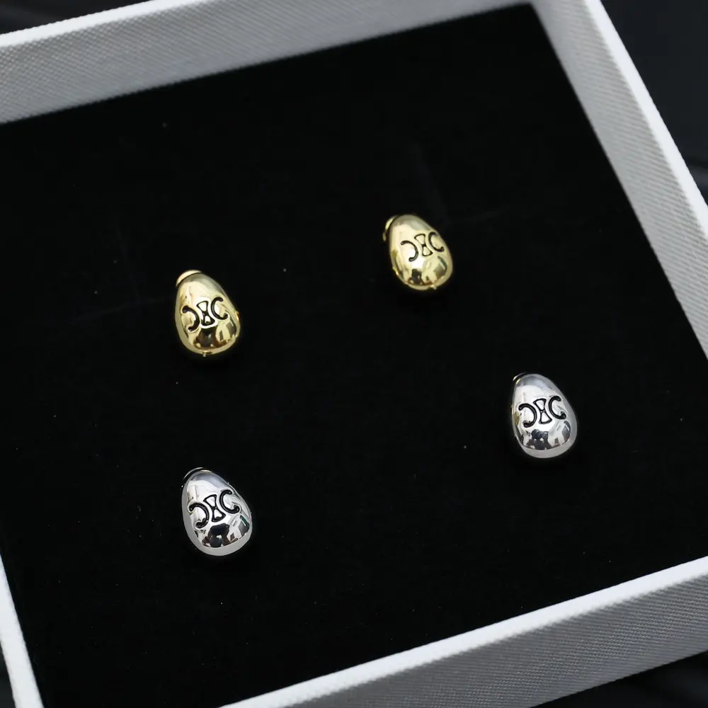 Celine Arc de Triomphe new small gold bean earrings