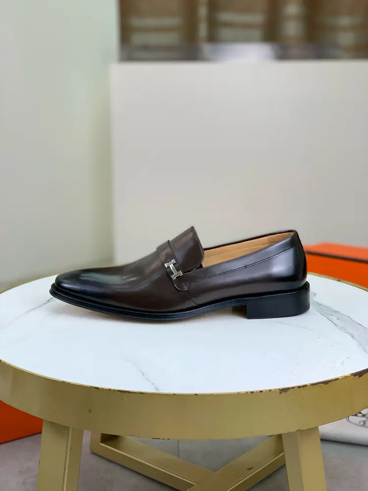 Hermès Men’s Fashion Formal and Casual Leather Shoes Slip-on Style