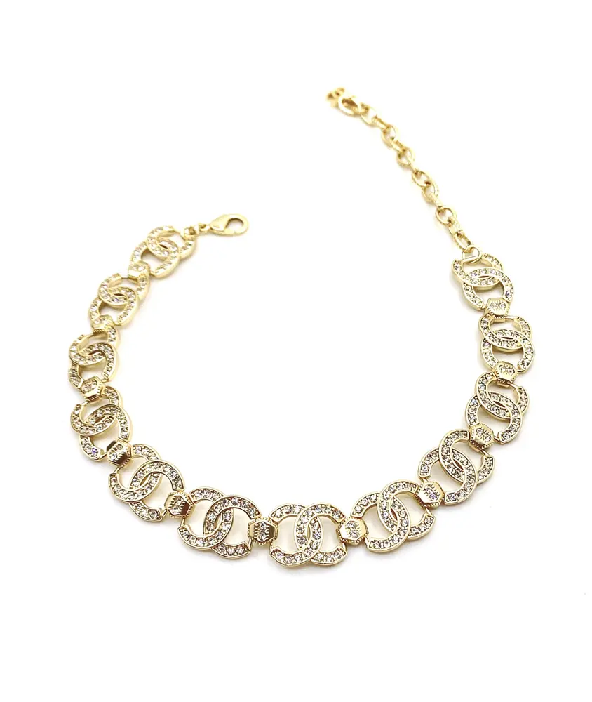Chanel vintage full diamond cc necklace