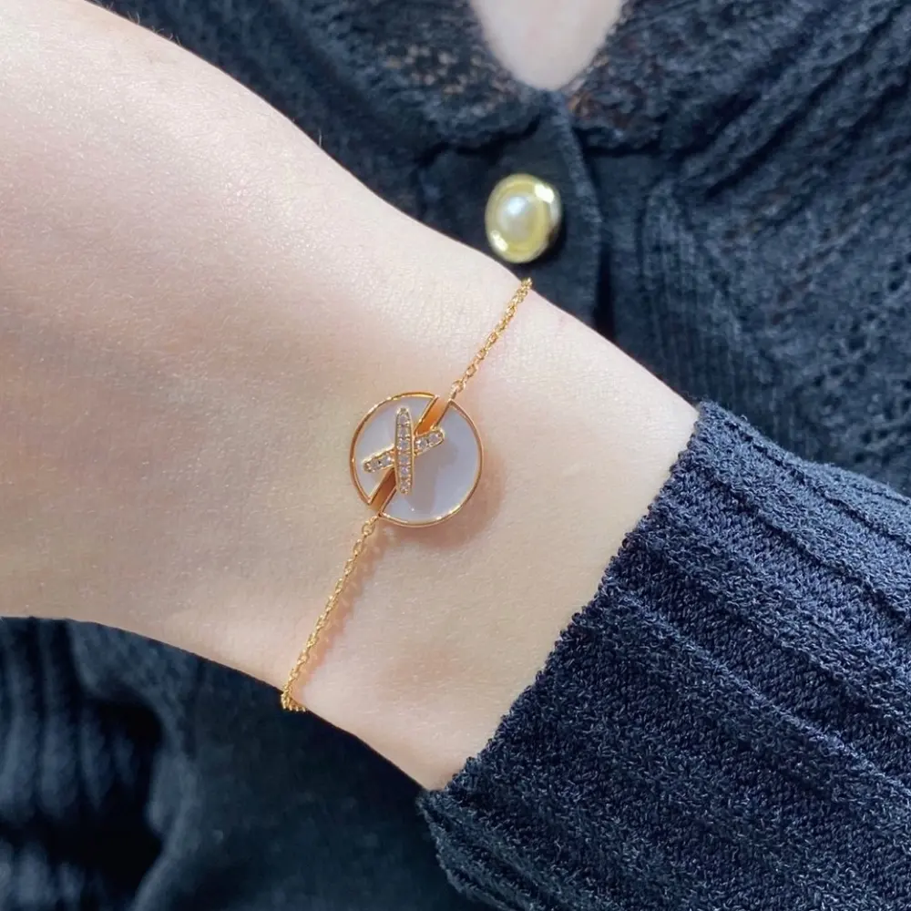 Chaumet cross round mother-of-pearl bracelet