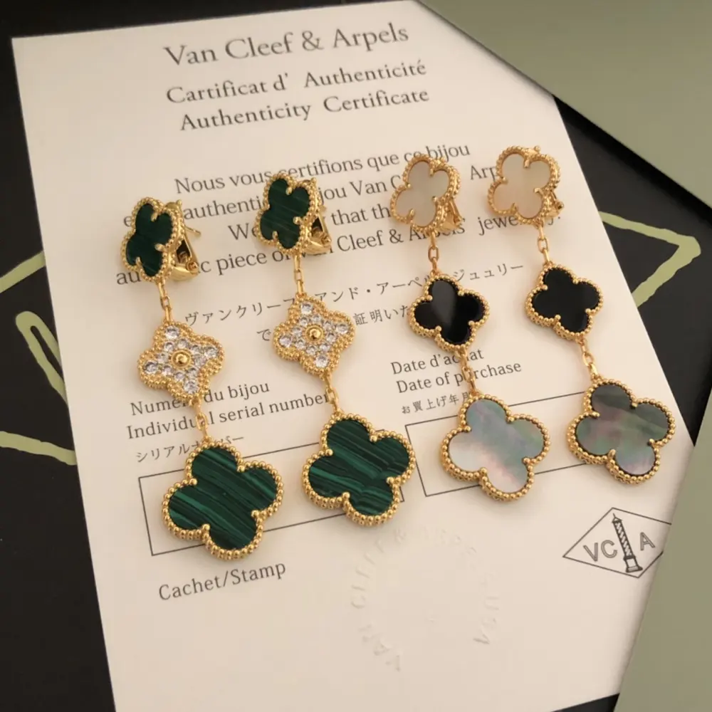 Van Cleef & Arpels Triple Flower Clover Earrings