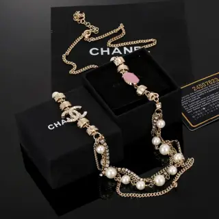 Chanel Double C Pearl Necklace Sweater Chain