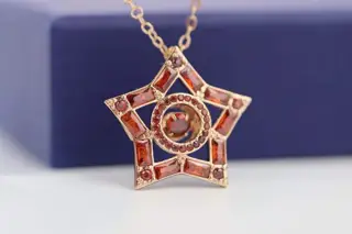 Swarovski Diamond Star Red Beating Heart Clavicle Necklace