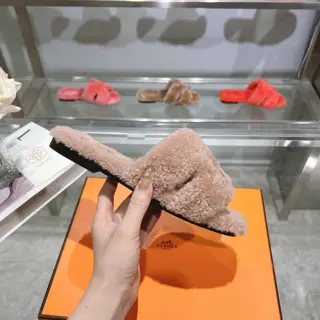 Hermès full leather rabbit fur model Shoes