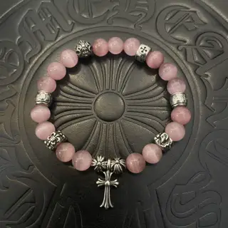 Chrome Hearts classic retro multi-element pink cat’s eye bracelet