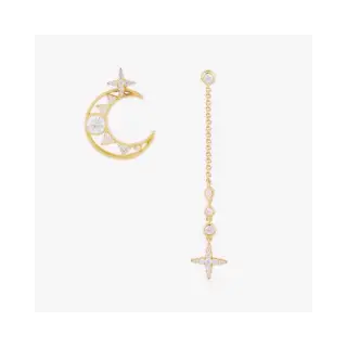 Apm monaco dreamy star and moon gold asymmetrical earrings