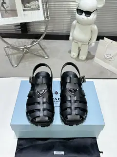 Prada new sandal series classic triangle buckle pig cage sandals classic upgrade comfort