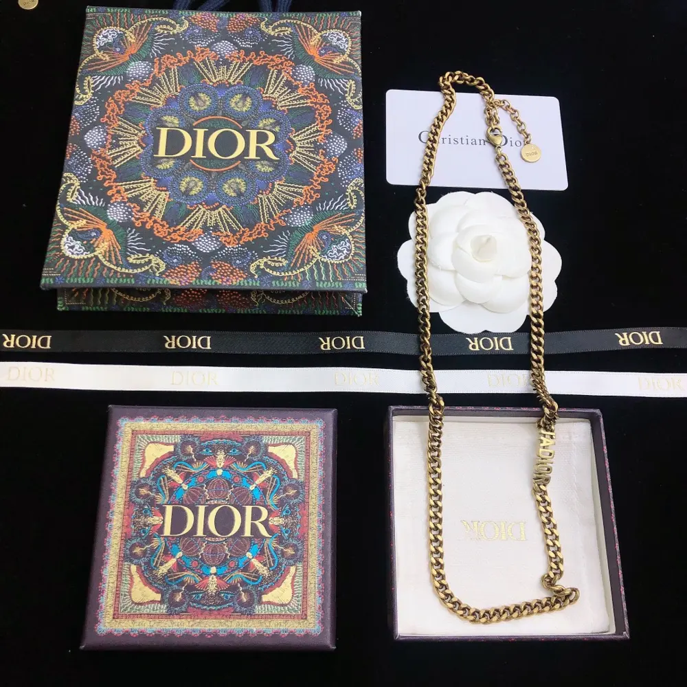 DIOR CD necklace The same brass material as the counter