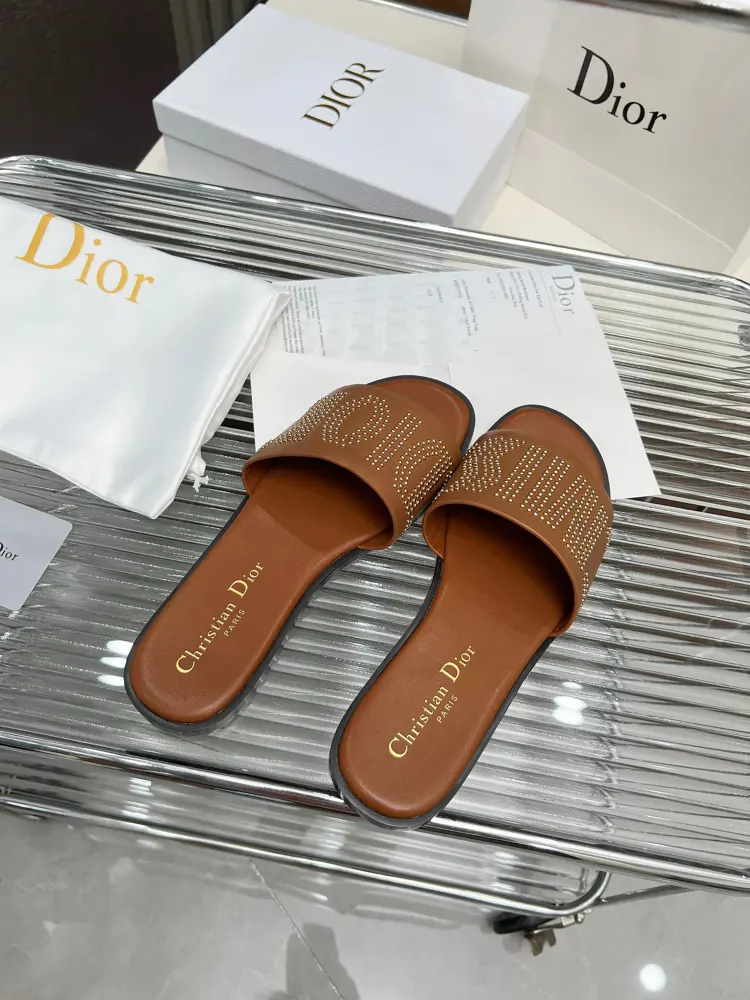 Miss Dior flat flip flops for women with CD logo