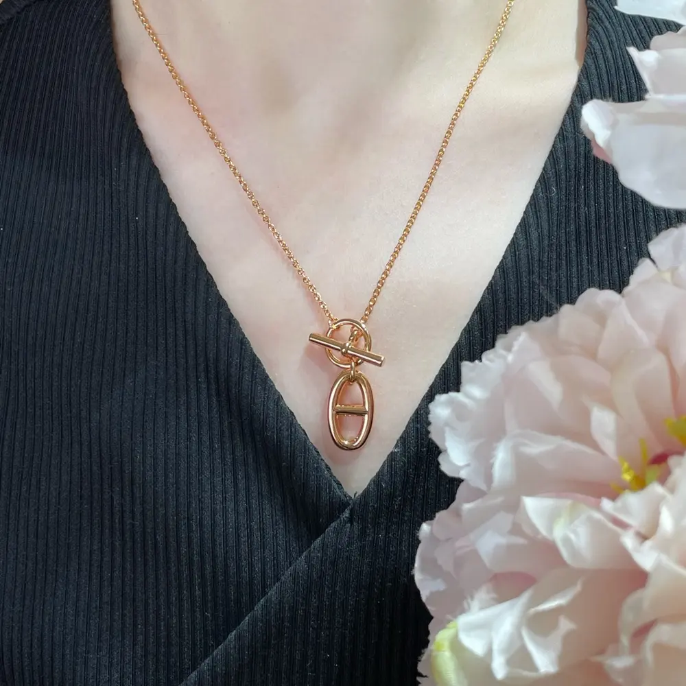 Hermès silver pig nose necklace