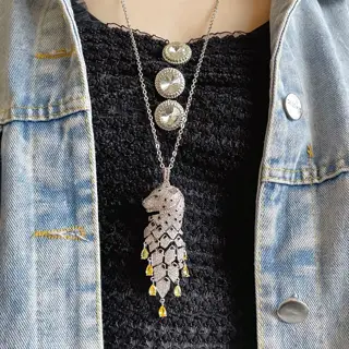 Cartier spotted yellow diamond leopard necklace. One word High-end version with mesh