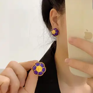 Chanel simple style purple earrings
