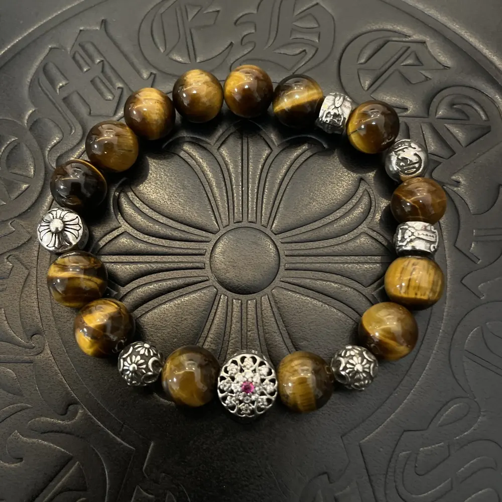 Chrome Hearts Classic Retro Multi-element Tiger Eye Stone Bracelet