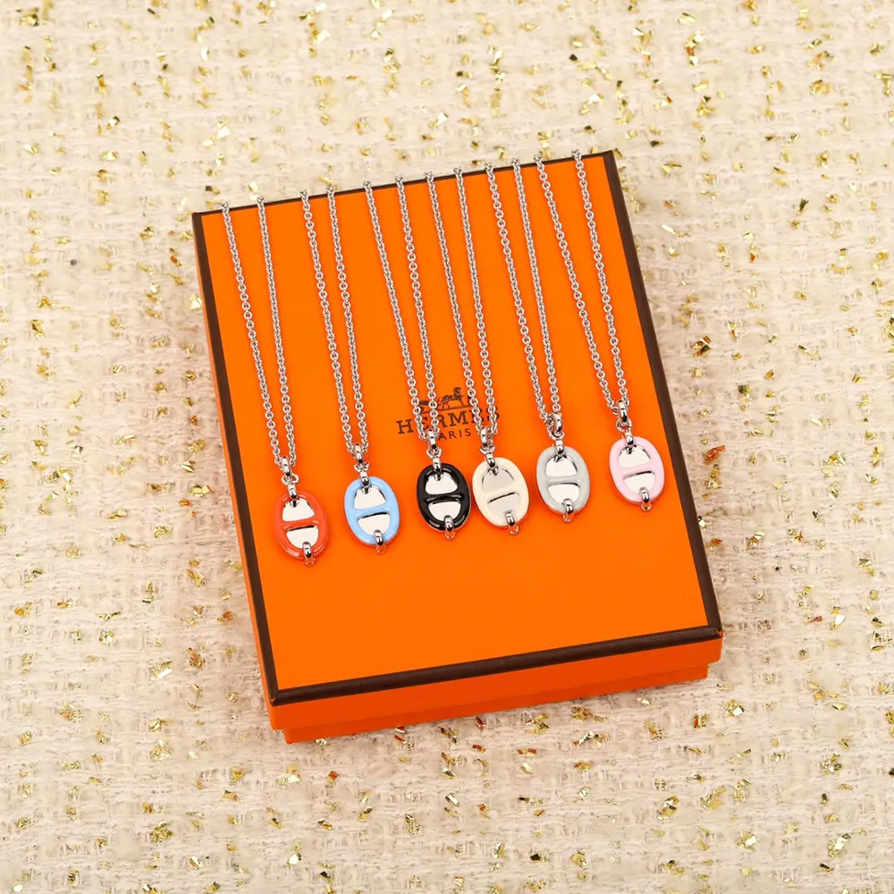 Hermes [Pig Nose Oil Drop Necklace] 925 sterling silver + thick gold plating This necklace