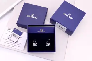 Swarovski gradient blue swan two-piece earrings