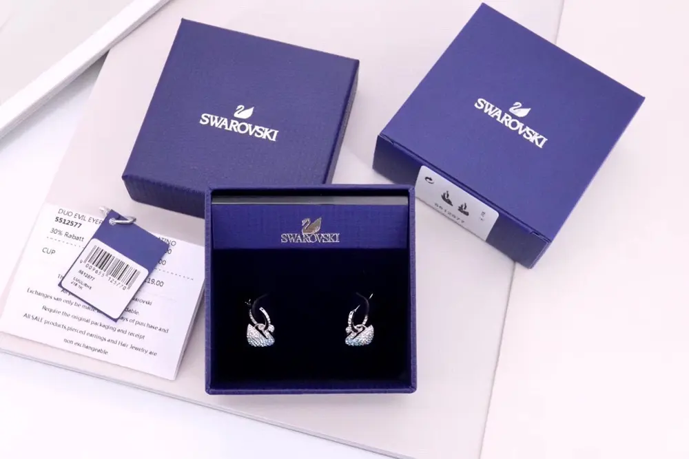 Swarovski gradient blue swan two-piece earrings