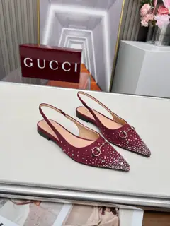 Gucci Double G fabric hot stamping shiny diamond sandals