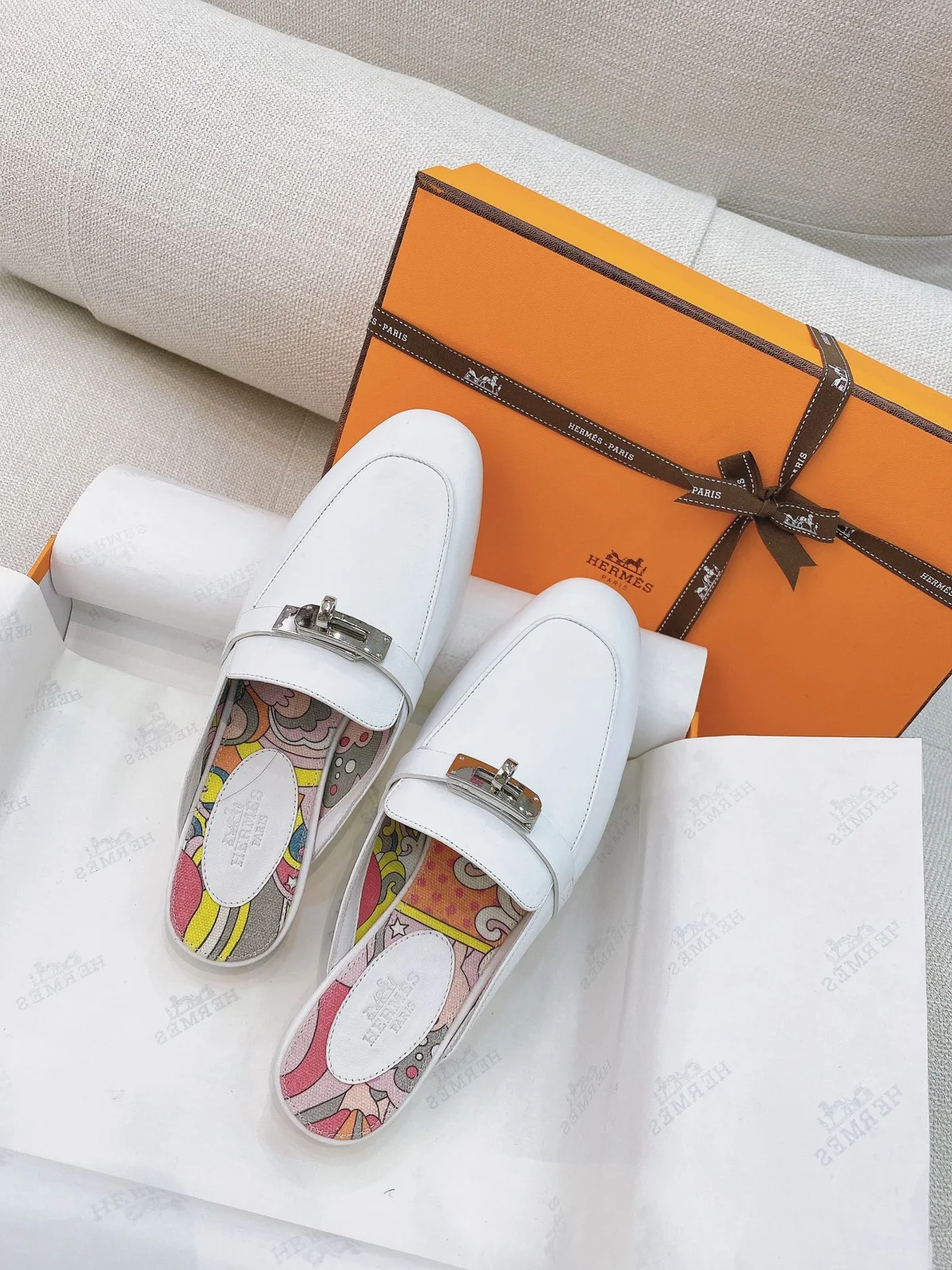 Birkenstock Hermès official website synchronized Kelly buckle mules/closed toe half slippers