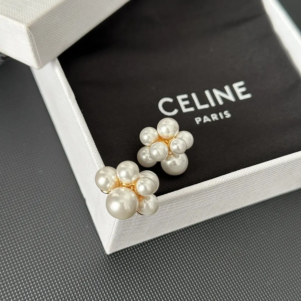 Celine rice pearl stud earrings