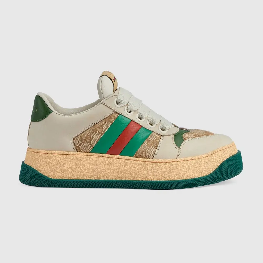 GUCCI Screener series couples Chubby loafers Dirty shoes Chubby double G casual sneakers