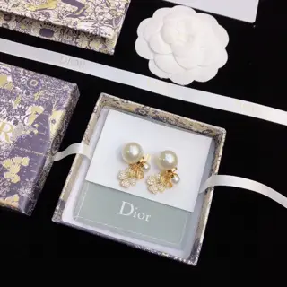 Dior letter pearl earrings