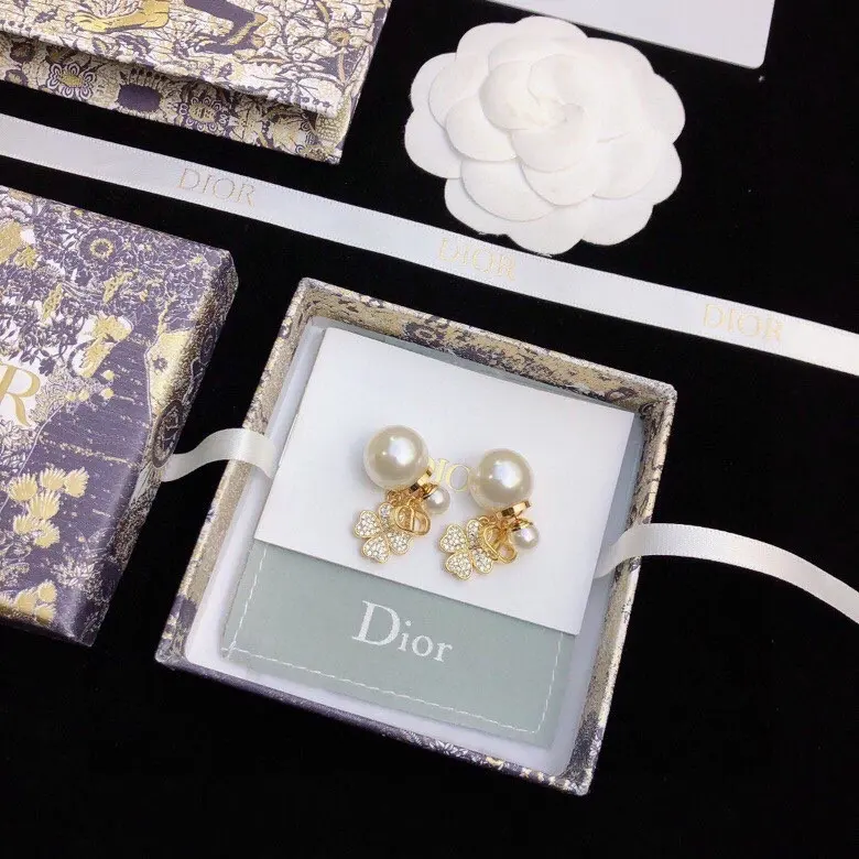 Dior letter pearl earrings