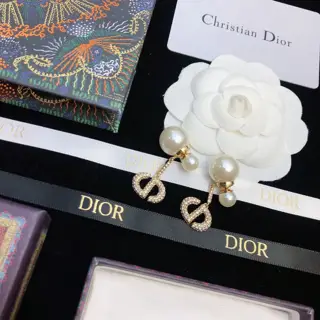 DIOR CD retro earrings The same brass material as the counter