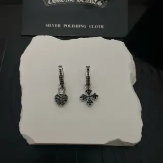 Chrome Hearts cross-set black diamond AB earrings