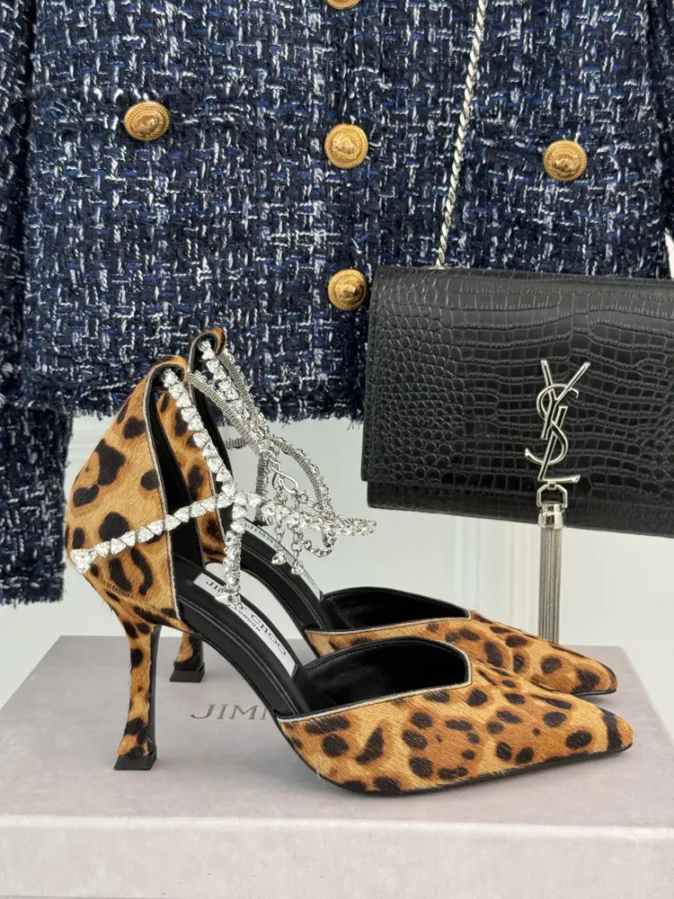 Jimmy Choo|Jimmy Choo classic rhinestone chain high heels