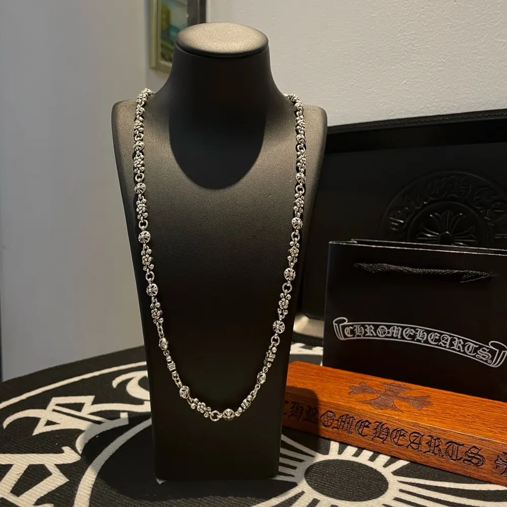 Chrome Hearts Classic Vintage Cross Flower Ball Necklace