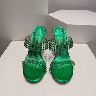Christian Louboutin two-strap rivet high-heeled sandals