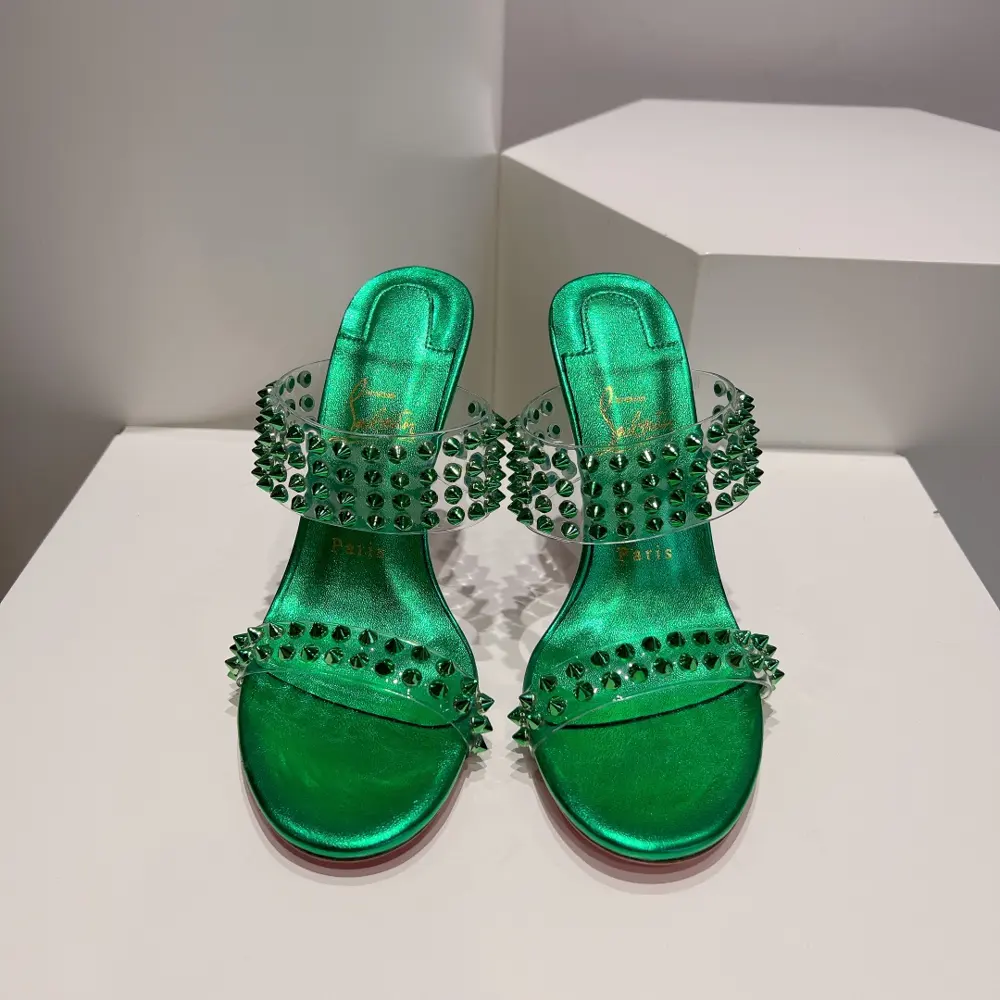 Christian Louboutin two-strap rivet high-heeled sandals