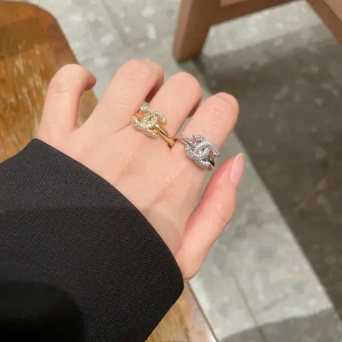 Chanel Double C diamond-studded ring