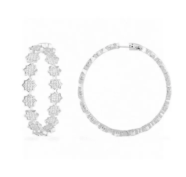 APM Monaco Silver Octagonal Star Earrings Large Size