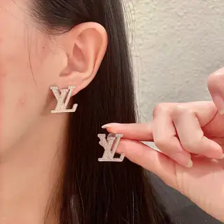 Louis Vuitton full diamond earrings classic monogram earrings