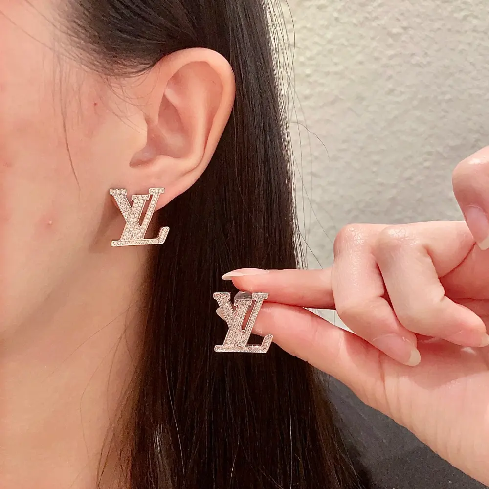 Louis Vuitton full diamond earrings classic monogram earrings