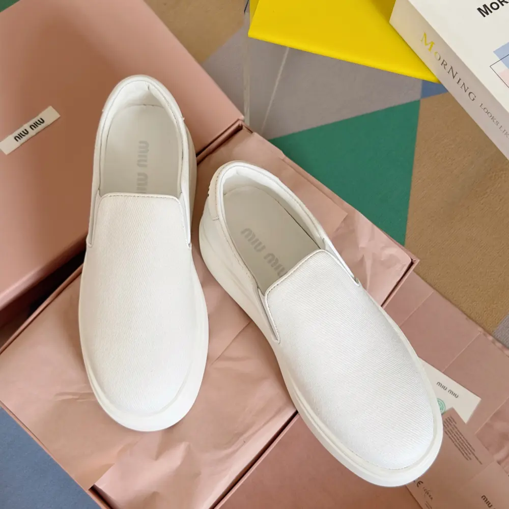 Miu Miu Miu latest model canvas thick sole biscuit shoes denim casual sneakers