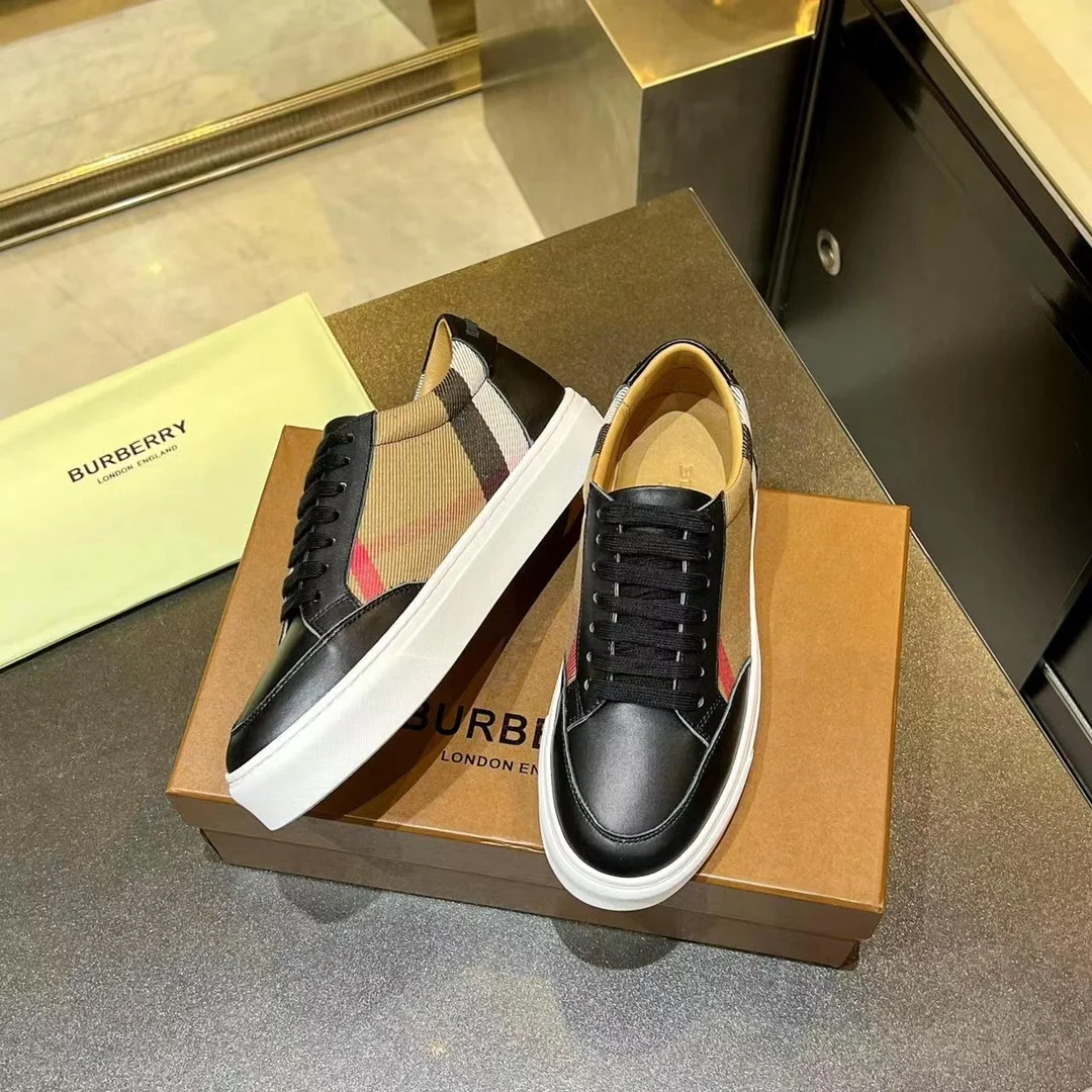 BURBERRY Retro plaid cotton sneakers