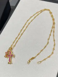 Chrome Hearts Ruby Double Cross Necklace