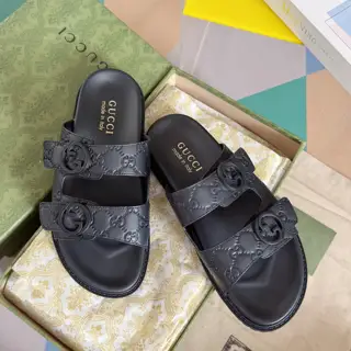 Gucci Double G Presbyopic Flip Flops Cross Sandals Thick Sole Slippers Beach Shoes