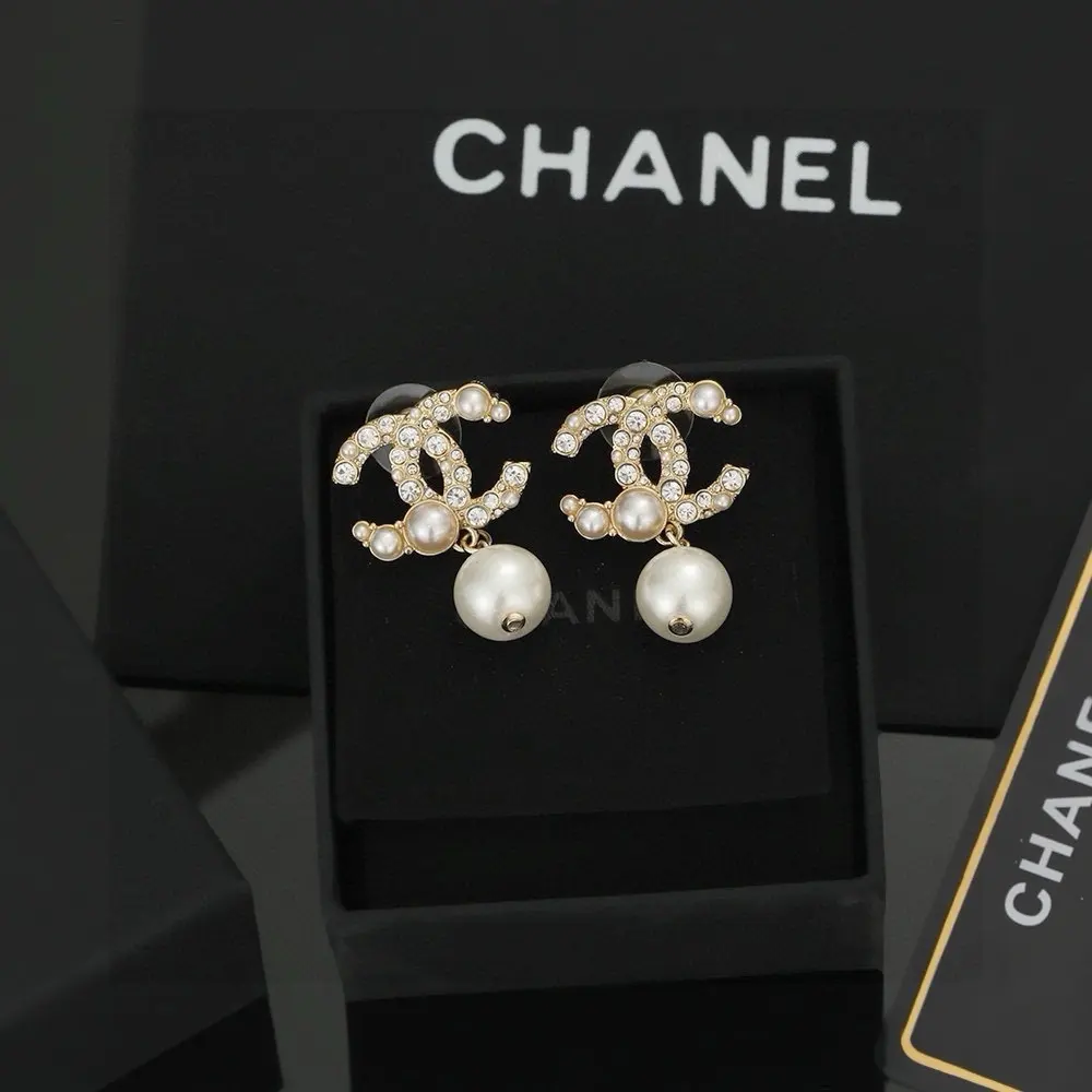 Chanel Classic Double C Pearl Earrings