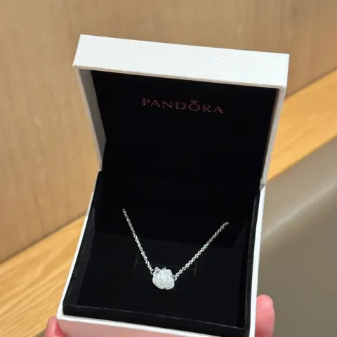 Pandora Snow Rose Necklace is white