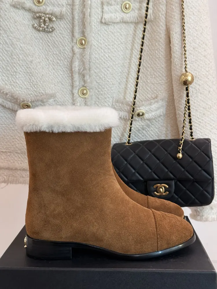 Chanel Double C Colorblock Snow Boots