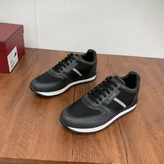 BALLY Men’s Leather Fabric Sneakers Mesh Leather Lace-up Colorblocking Light Luxury