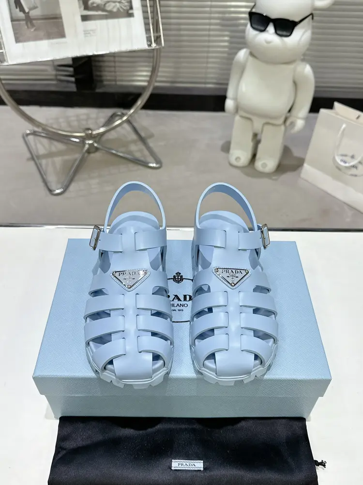 Prada new sandal series classic triangle buckle pig cage sandals classic upgrade comfort