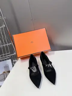 Hermès latest spring and summer Kelly buckle pointed cat heel fashion shoes. Hard to find