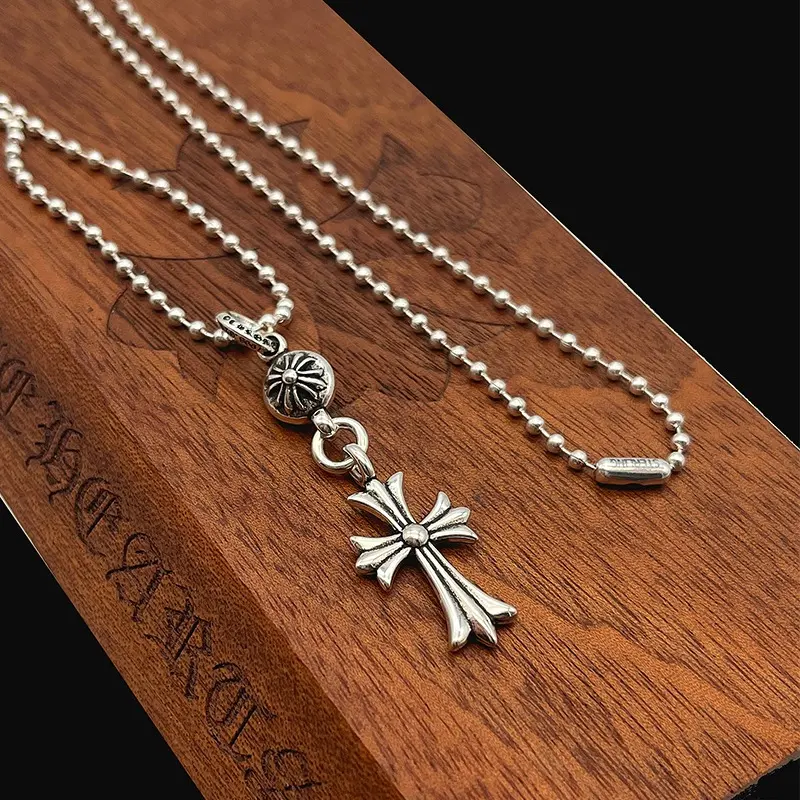 Chrome Hearts Basic Single Ball Cross Pendant Necklace